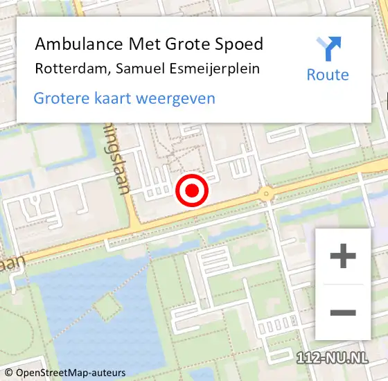 Locatie op kaart van de 112 melding: Ambulance Met Grote Spoed Naar Rotterdam, Samuel Esmeijerplein op 30 juli 2024 12:37