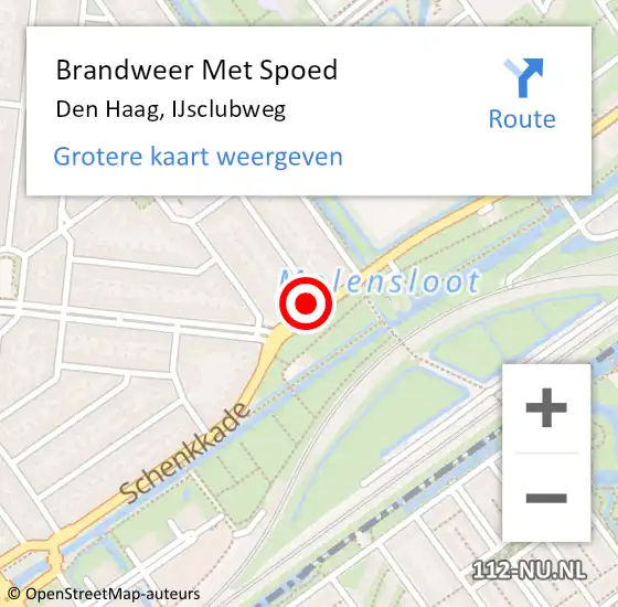 Locatie op kaart van de 112 melding: Brandweer Met Spoed Naar Den Haag, IJsclubweg op 30 juli 2024 12:42