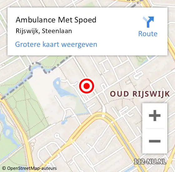 Locatie op kaart van de 112 melding: Ambulance Met Spoed Naar Rijswijk, Steenlaan op 30 juli 2024 12:42