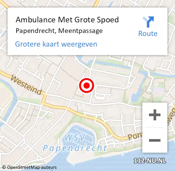 Locatie op kaart van de 112 melding: Ambulance Met Grote Spoed Naar Papendrecht, Meentpassage op 30 juli 2024 12:58