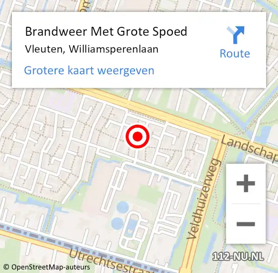 Locatie op kaart van de 112 melding: Brandweer Met Grote Spoed Naar Vleuten, Williamsperenlaan op 30 juli 2024 13:00