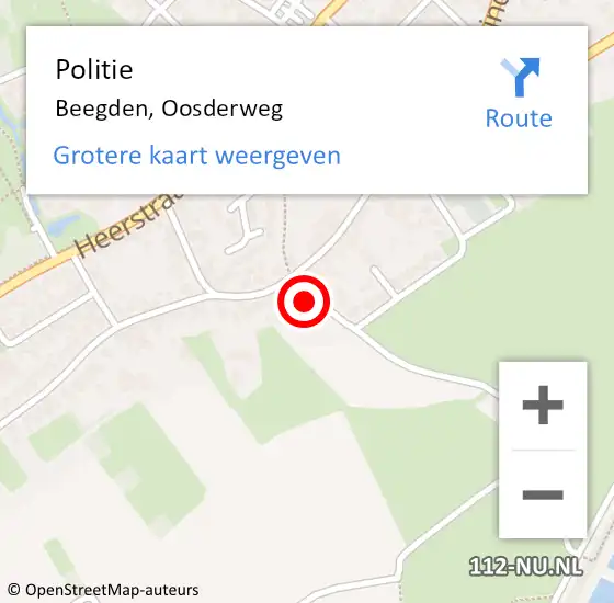 Locatie op kaart van de 112 melding: Politie Beegden, Oosderweg op 30 juli 2024 13:01