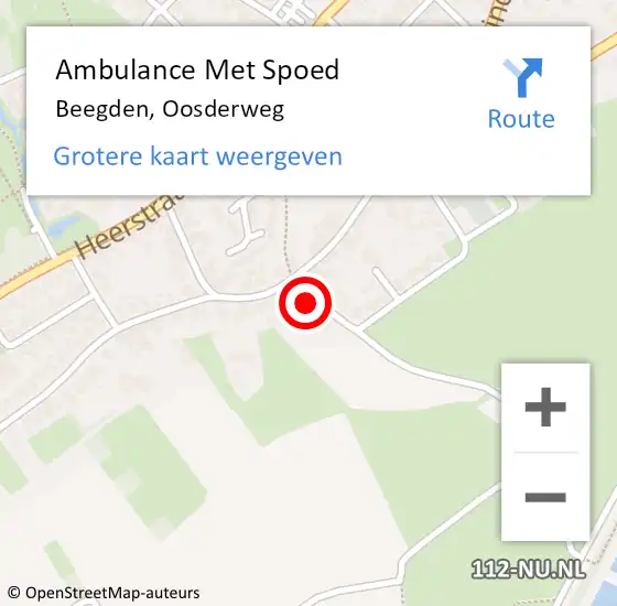 Locatie op kaart van de 112 melding: Ambulance Met Spoed Naar Beegden, Oosderweg op 30 juli 2024 13:01