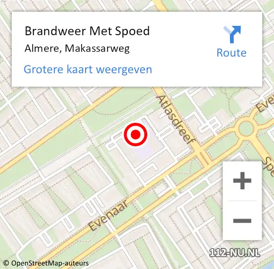 Locatie op kaart van de 112 melding: Brandweer Met Spoed Naar Almere, Makassarweg op 30 juli 2024 13:32