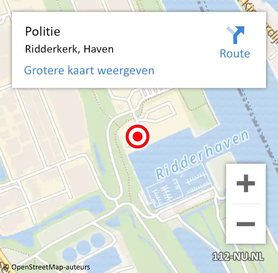 Locatie op kaart van de 112 melding: Politie Ridderkerk, Haven op 30 juli 2024 13:35