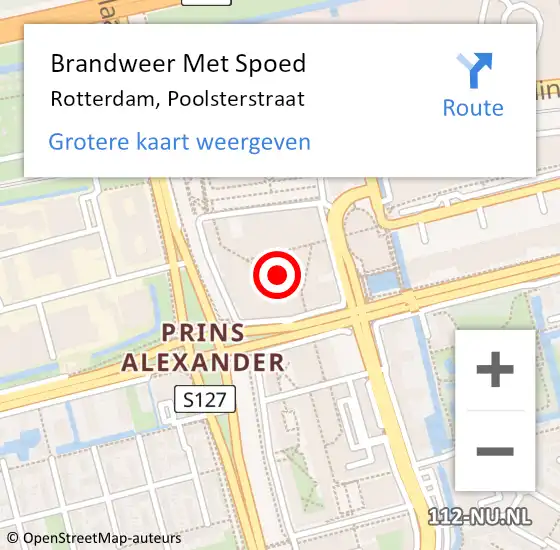 Locatie op kaart van de 112 melding: Brandweer Met Spoed Naar Rotterdam, Poolsterstraat op 30 juli 2024 13:38