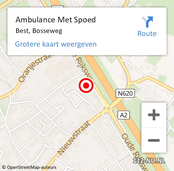 Locatie op kaart van de 112 melding: Ambulance Met Spoed Naar Best, Bosseweg op 30 juli 2024 13:41