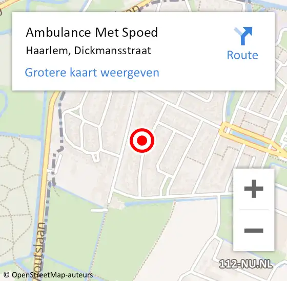 Locatie op kaart van de 112 melding: Ambulance Met Spoed Naar Haarlem, Dickmansstraat op 30 juli 2024 13:48