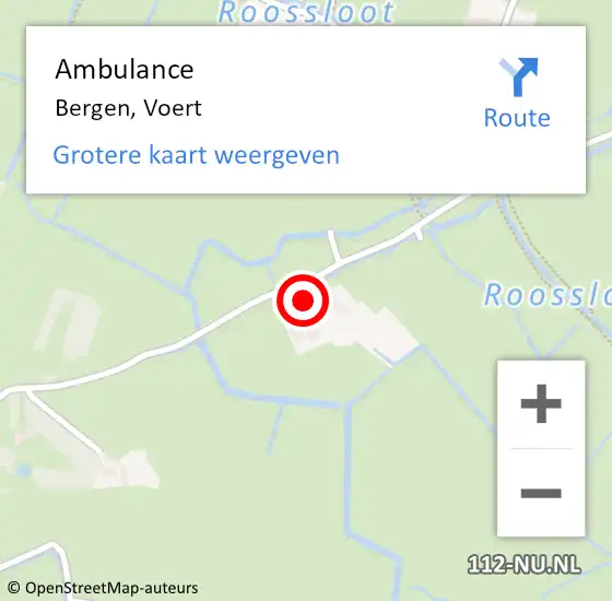 Locatie op kaart van de 112 melding: Ambulance Bergen, Voert op 30 juli 2024 14:17