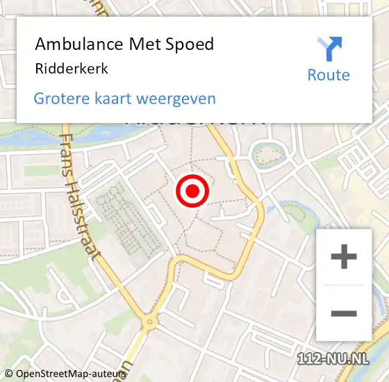 Locatie op kaart van de 112 melding: Ambulance Met Spoed Naar Ridderkerk op 30 juli 2024 14:19