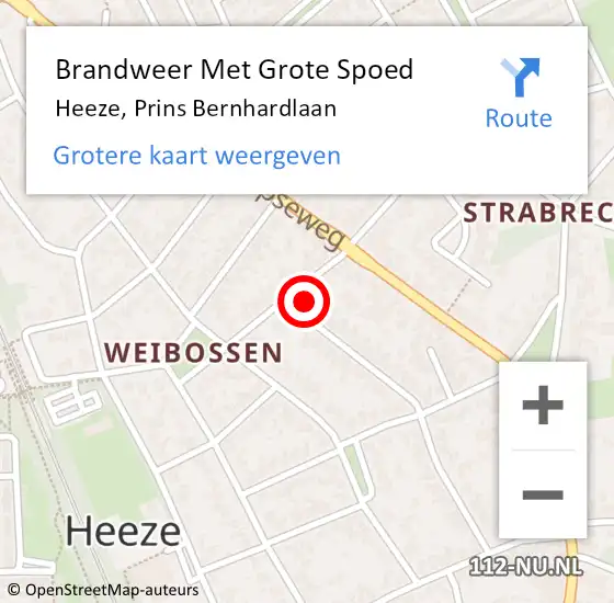 Locatie op kaart van de 112 melding: Brandweer Met Grote Spoed Naar Heeze, Prins Bernhardlaan op 30 juli 2024 14:30