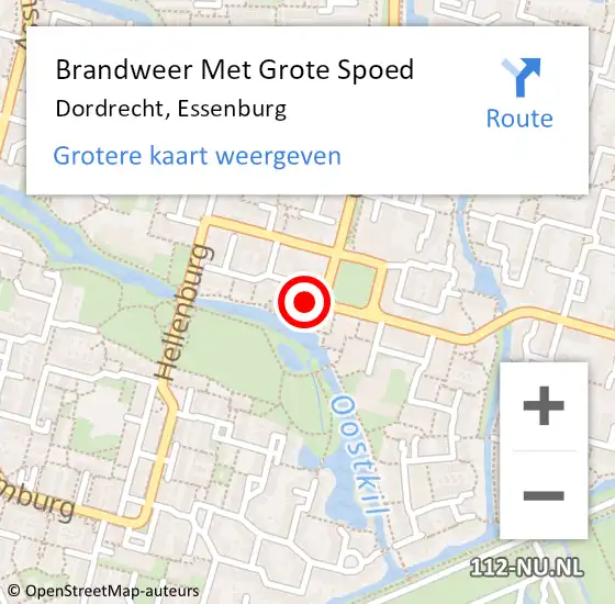 Locatie op kaart van de 112 melding: Brandweer Met Grote Spoed Naar Dordrecht, Essenburg op 30 juli 2024 14:37