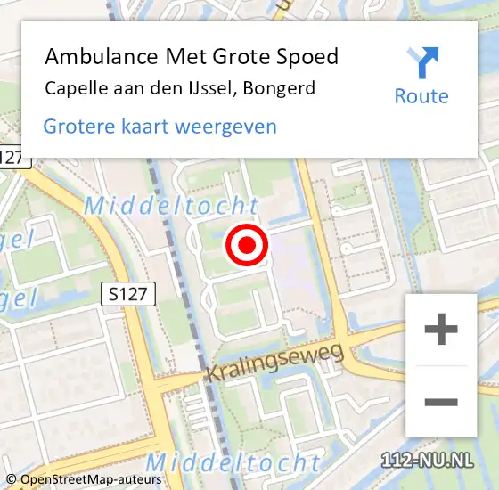 Locatie op kaart van de 112 melding: Ambulance Met Grote Spoed Naar Capelle aan den IJssel, Bongerd op 30 juli 2024 14:44