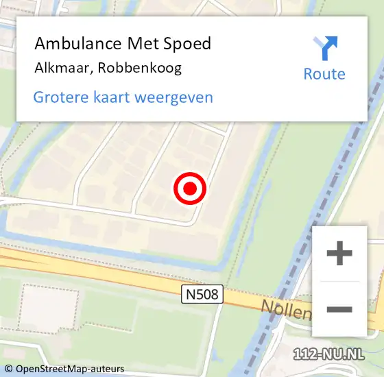 Locatie op kaart van de 112 melding: Ambulance Met Spoed Naar Alkmaar, Robbenkoog op 30 juli 2024 14:49