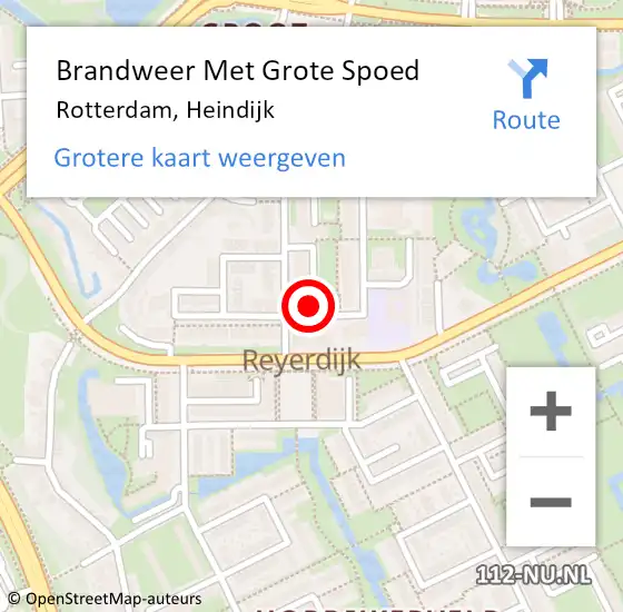 Locatie op kaart van de 112 melding: Brandweer Met Grote Spoed Naar Rotterdam, Heindijk op 30 juli 2024 14:54