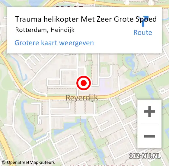 Locatie op kaart van de 112 melding: Trauma helikopter Met Zeer Grote Spoed Naar Rotterdam, Heindijk op 30 juli 2024 14:55