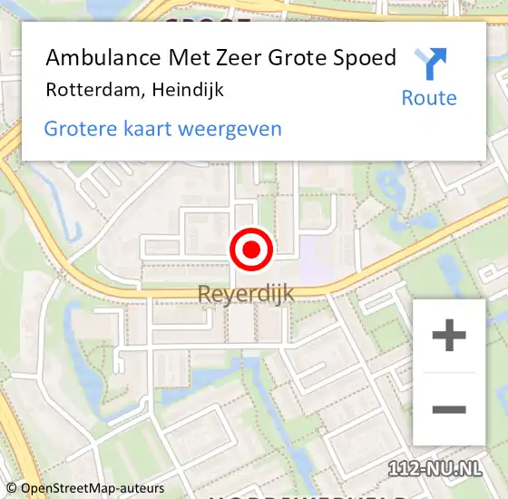 Locatie op kaart van de 112 melding: Ambulance Met Zeer Grote Spoed Naar Rotterdam, Heindijk op 30 juli 2024 14:56