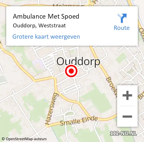 Locatie op kaart van de 112 melding: Ambulance Met Spoed Naar Ouddorp, Weststraat op 30 juli 2024 15:10