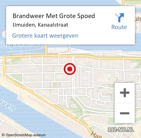 Locatie op kaart van de 112 melding: Brandweer Met Grote Spoed Naar IJmuiden, Kanaalstraat op 30 juli 2024 15:10