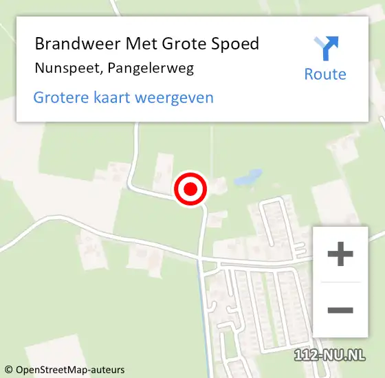 Locatie op kaart van de 112 melding: Brandweer Met Grote Spoed Naar Nunspeet, Pangelerweg op 30 juli 2024 15:16