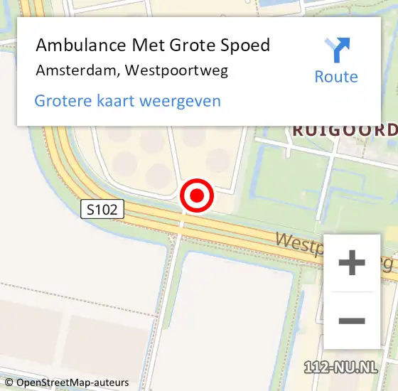 Locatie op kaart van de 112 melding: Ambulance Met Grote Spoed Naar Amsterdam, Westpoortweg op 30 juli 2024 15:16