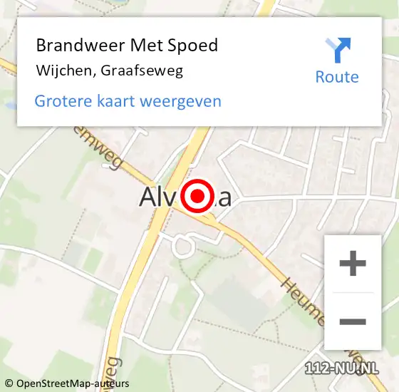 Locatie op kaart van de 112 melding: Brandweer Met Spoed Naar Wijchen, Graafseweg op 30 juli 2024 15:22