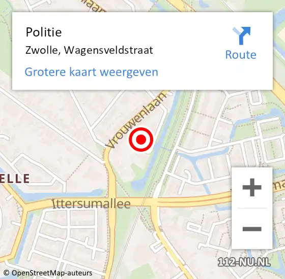 Locatie op kaart van de 112 melding: Politie Zwolle, Wagensveldstraat op 30 juli 2024 15:28