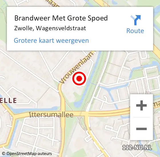 Locatie op kaart van de 112 melding: Brandweer Met Grote Spoed Naar Zwolle, Wagensveldstraat op 30 juli 2024 15:28