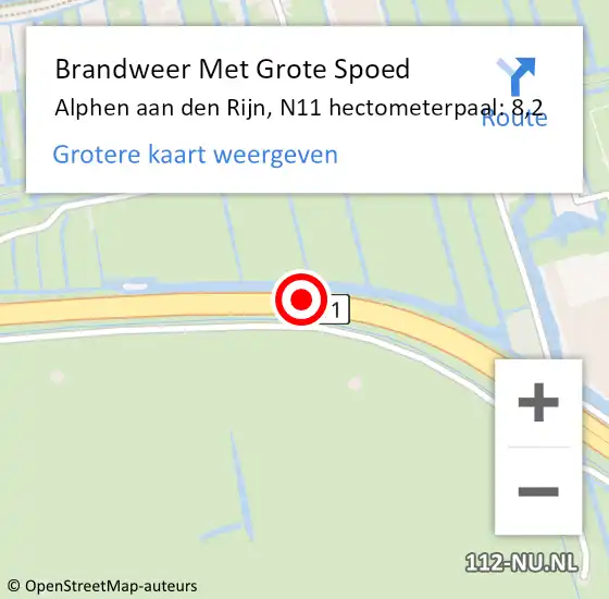Locatie op kaart van de 112 melding: Brandweer Met Grote Spoed Naar Alphen aan den Rijn, N11 hectometerpaal: 8,2 op 30 juli 2024 15:36