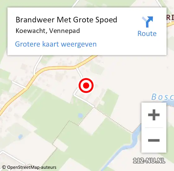 Locatie op kaart van de 112 melding: Brandweer Met Grote Spoed Naar Koewacht, Vennepad op 30 juli 2024 15:43