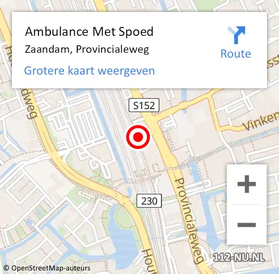 Locatie op kaart van de 112 melding: Ambulance Met Spoed Naar Zaandam, Provincialeweg op 30 juli 2024 15:52