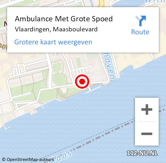 Locatie op kaart van de 112 melding: Ambulance Met Grote Spoed Naar Vlaardingen, Maasboulevard op 30 juli 2024 15:55