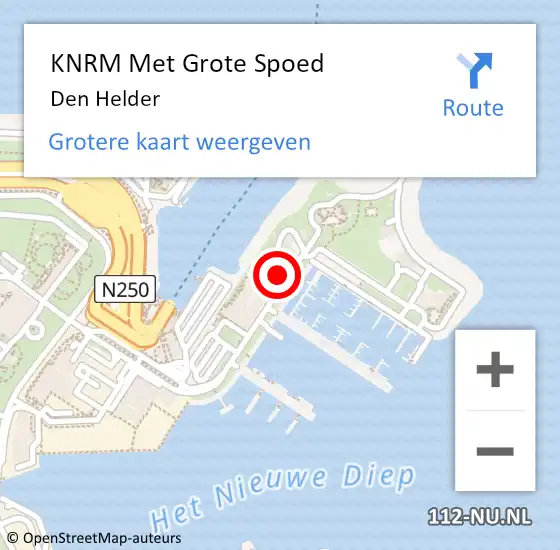 Locatie op kaart van de 112 melding: KNRM Met Grote Spoed Naar Den Helder op 30 juli 2024 16:02