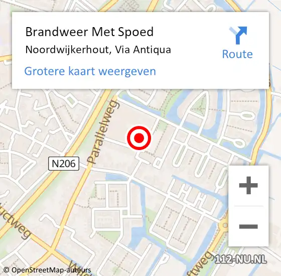 Locatie op kaart van de 112 melding: Brandweer Met Spoed Naar Noordwijkerhout, Via Antiqua op 30 juli 2024 16:09