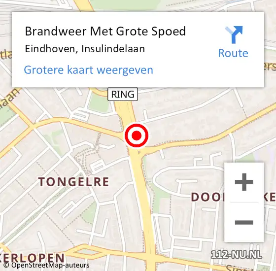 Locatie op kaart van de 112 melding: Brandweer Met Grote Spoed Naar Eindhoven, Insulindelaan op 30 juli 2024 16:18