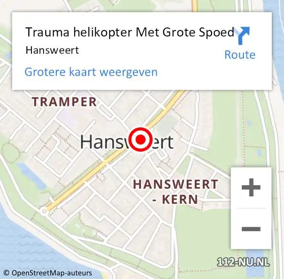 Locatie op kaart van de 112 melding: Trauma helikopter Met Grote Spoed Naar Hansweert op 30 juli 2024 16:20