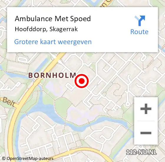 Locatie op kaart van de 112 melding: Ambulance Met Spoed Naar Hoofddorp, Skagerrak op 30 juli 2024 16:23