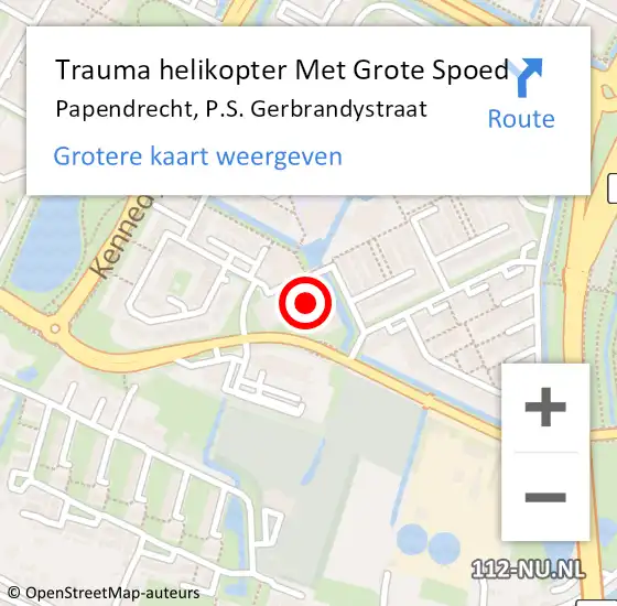 Locatie op kaart van de 112 melding: Trauma helikopter Met Grote Spoed Naar Papendrecht, P.S. Gerbrandystraat op 30 juli 2024 16:28