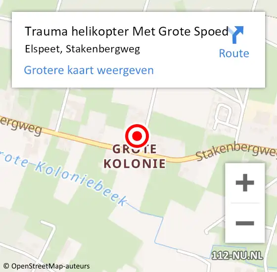 Locatie op kaart van de 112 melding: Trauma helikopter Met Grote Spoed Naar Elspeet, Stakenbergweg op 30 juli 2024 16:34