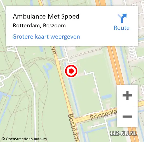 Locatie op kaart van de 112 melding: Ambulance Met Spoed Naar Rotterdam, Boszoom op 30 juli 2024 16:34