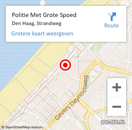 Locatie op kaart van de 112 melding: Politie Met Grote Spoed Naar Den Haag, Strandweg op 30 juli 2024 16:41