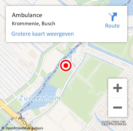 Locatie op kaart van de 112 melding: Ambulance Krommenie, Busch op 30 juli 2024 16:57