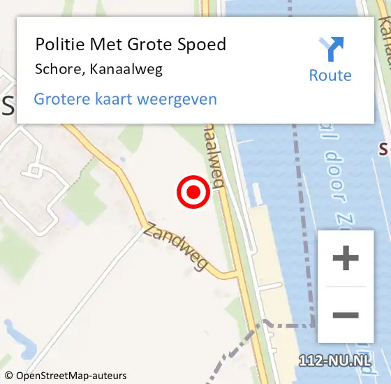 Locatie op kaart van de 112 melding: Politie Met Grote Spoed Naar Schore, Kanaalweg op 30 juli 2024 17:05