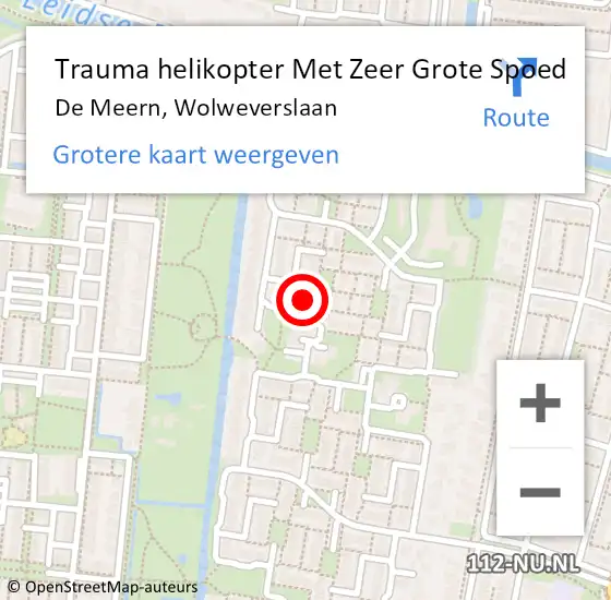 Locatie op kaart van de 112 melding: Trauma helikopter Met Zeer Grote Spoed Naar De Meern, Wolweverslaan op 30 juli 2024 17:09