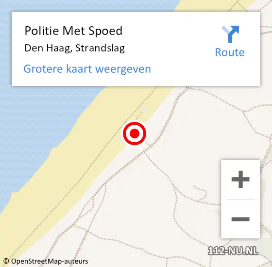 Locatie op kaart van de 112 melding: Politie Met Spoed Naar Den Haag, Strandslag op 30 juli 2024 17:27