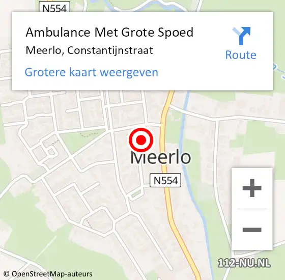 Locatie op kaart van de 112 melding: Ambulance Met Grote Spoed Naar Meerlo, Constantijnstraat op 14 oktober 2014 19:44