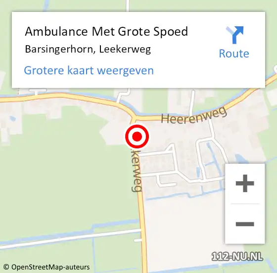 Locatie op kaart van de 112 melding: Ambulance Met Grote Spoed Naar Barsingerhorn, Leekerweg op 30 juli 2024 17:34