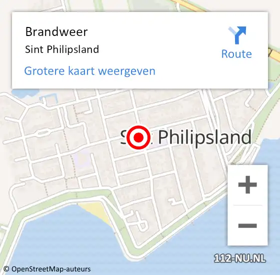 Locatie op kaart van de 112 melding: Brandweer Sint Philipsland op 30 juli 2024 17:38