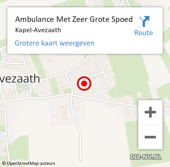 Locatie op kaart van de 112 melding: Ambulance Met Zeer Grote Spoed Naar Kapel-Avezaath op 30 juli 2024 17:59