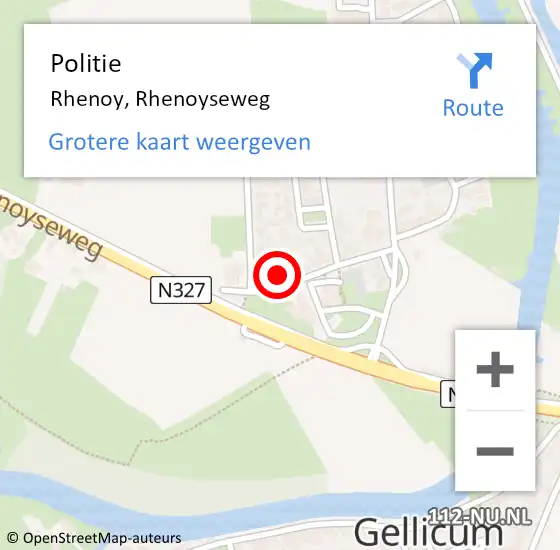 Locatie op kaart van de 112 melding: Politie Rhenoy, Rhenoyseweg op 30 juli 2024 18:08